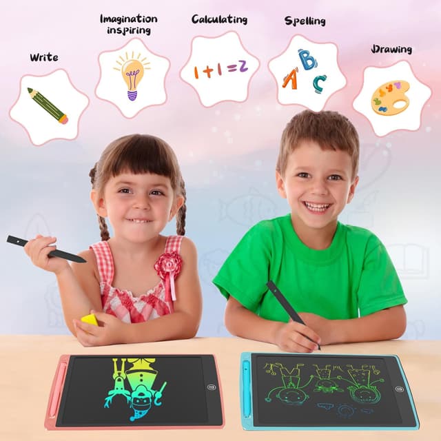 Detalle de LCD-Schreibtafel für Kinder 10,5 Zoll (2er-Set) – Maltafel zum Kritzeln & Zeichnen für Mädchen und Jungen
