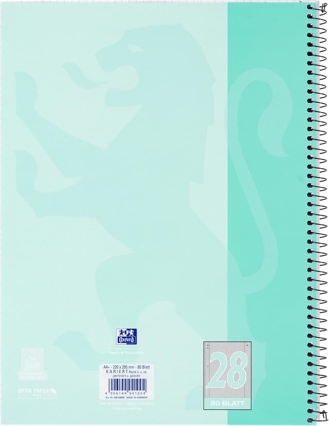 Detalle 2 de Oxford Cahier A4 quadrillé 80 feuilles perforées Menthe (80 feuilles, 160 pages)