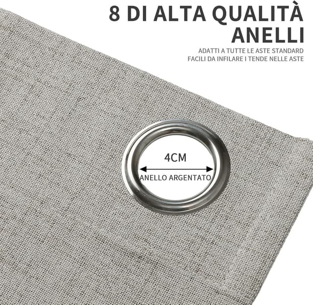 Detalle de Joydeco tende oscuranti 100% a doppio strato in lino sintetico con occhielli (2 pannelli) Bianco