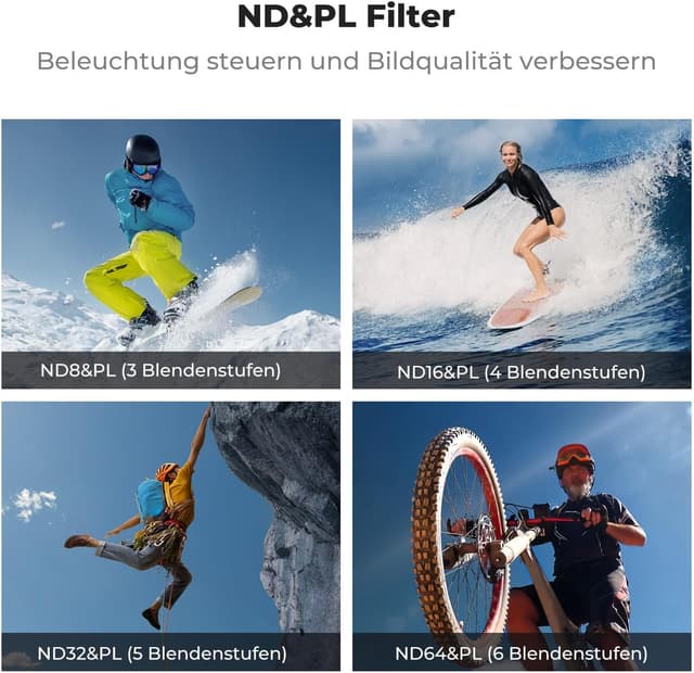 Detalle 2 de K&F CONCEPT ND&PL Filter-Set für DJI Osmo Action 6 (4er-Pack: ND8/PL bis ND64/PL)