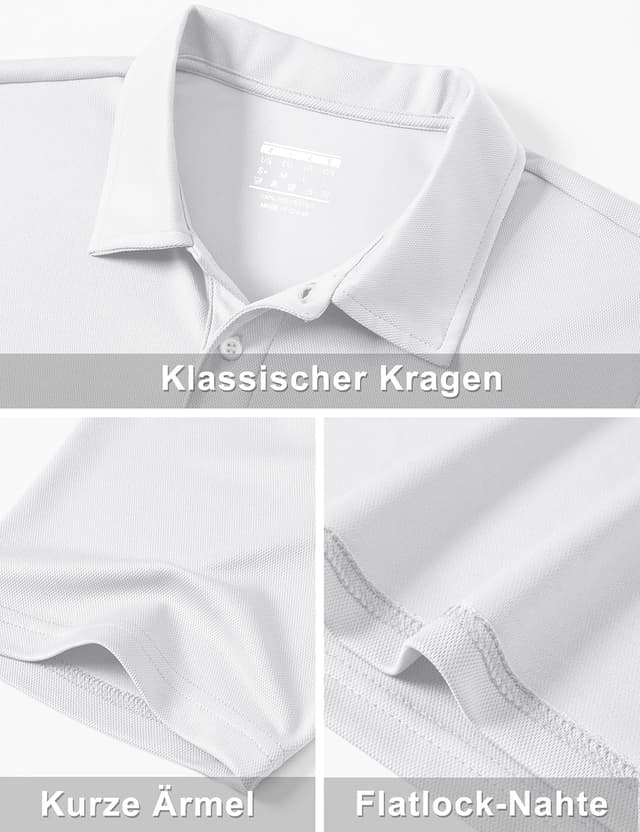 Detalle de TACVASEN Herren Poloshirt Kurzarm – schnelltrocknend, atmungsaktiv und für Sport & Freizeit
