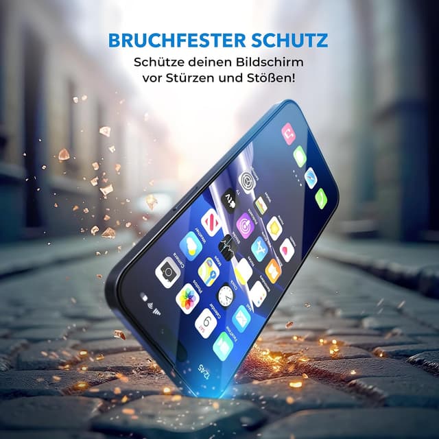 Detalle de Deppa 2er-Schutzfolie für iPhone 16 Plus/15 Plus (6,7") – zertifizierter Blaulichtfilter mit Schablone, stoßfest & blasenfrei