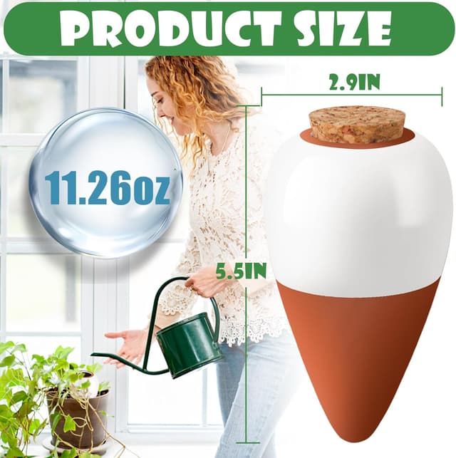 Detalle de Terracotta Watering Spikes 4 Pack Ollas Self Watering Globes – slow release planter insert for indoor & outdoor plants