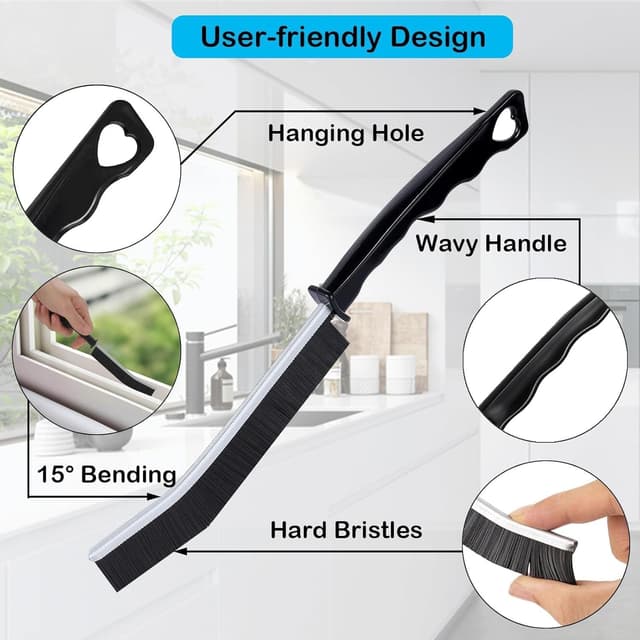 Detalle de OTOP0 10-teilges Spalt-Reinigungsbürsten-Set mit harten Borsten für Küche, Bad & Fugen