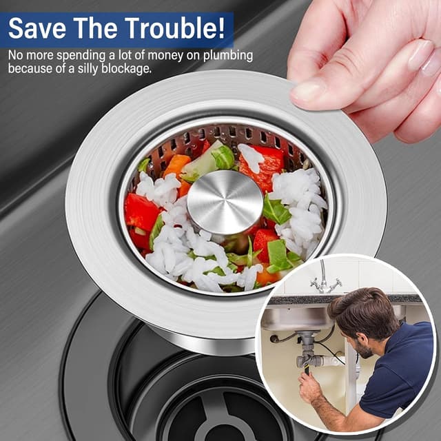 Thumbnail 6 de CVIUYO 304 Pop Up Sink Strainer 90mm