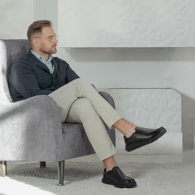 Detalle de FitVille Scarpe Casual da Uomo in Pelle Extra Large Slip-on Mocassini comodi