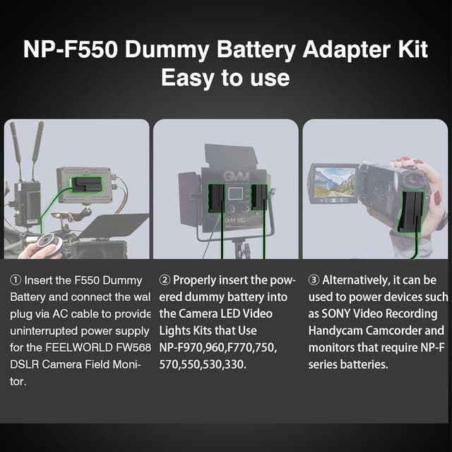Detalle de F1TP NP-F550 Dummy Battery Adapter for Sony cameras