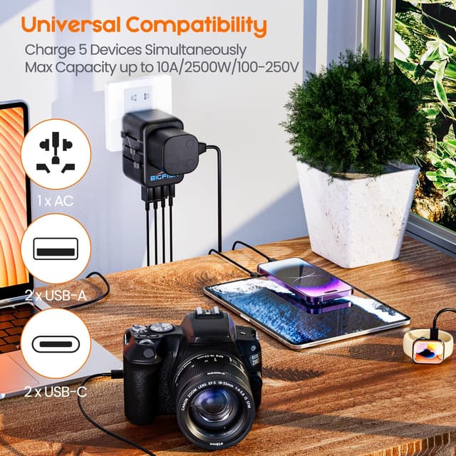 Detalle 2 de Bigfish Universal Travel Adapter with 2 USB‑C and 2 USB‑A