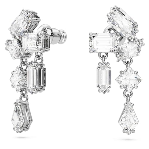Detalle 2 de Swarovski Mesmera pendientes blancos, baño de rodio 💍