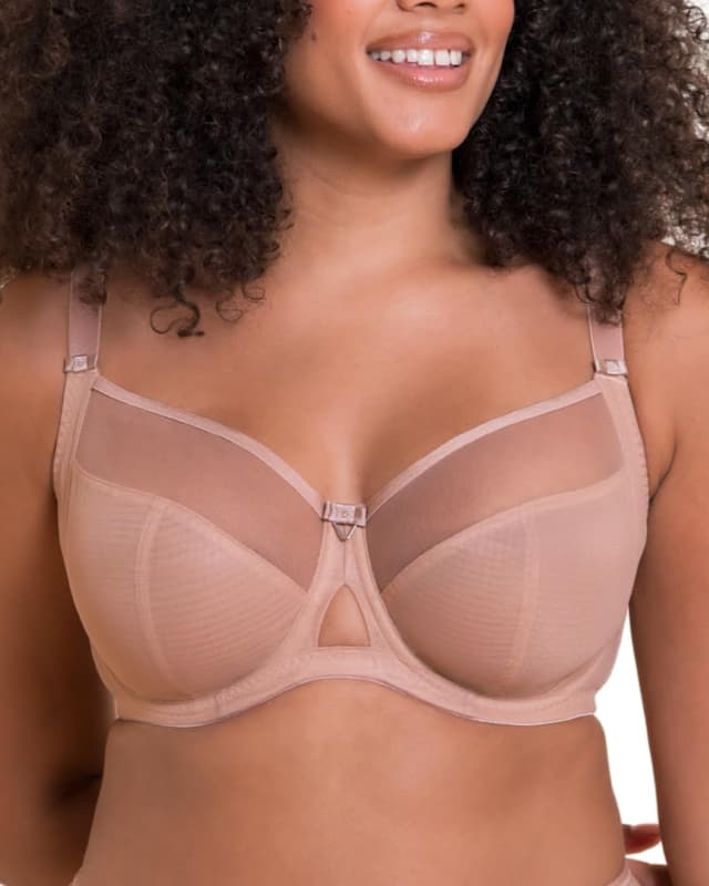 Detalle de Curvy Kate Victory balcony side support bra (underwired) – black, cup size D–J