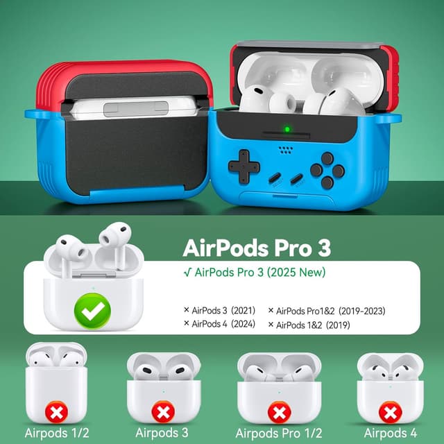 Detalle 2 de Inesore AirPods Pro 3 Case Cover with Cleaner Kit, Lock & Phone Support (2025) - Console Game Style