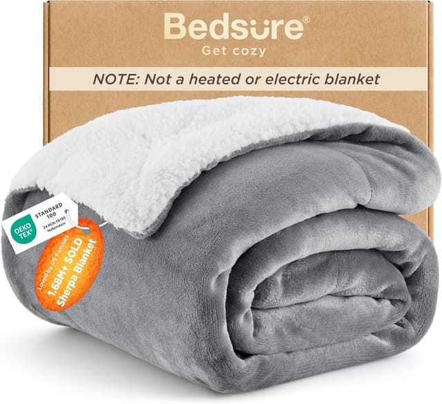 Thumbnail 6 de Bedsure Sherpa Fleece Throw Blanket 220x240 cm