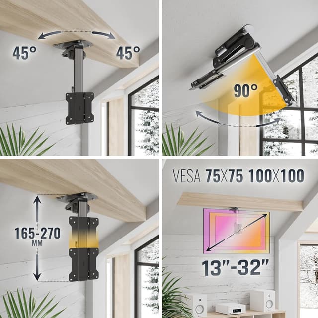 Thumbnail 2 de RICOO D0111 Support TV Plafond orientable 13-32