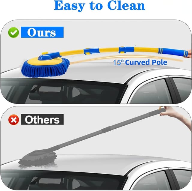 Detalle de MVEQRRN Upgrade Car Wash Brush Mop Kit with Long Handle and Scratch-Free Replacement Heads