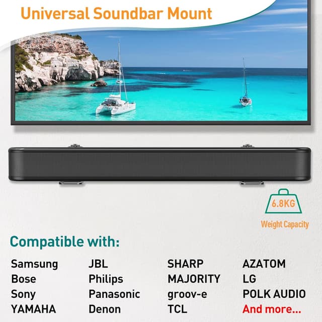 Thumbnail 1 de ELIVED Universal Soundbar Brackets Mount up to 6.8kg