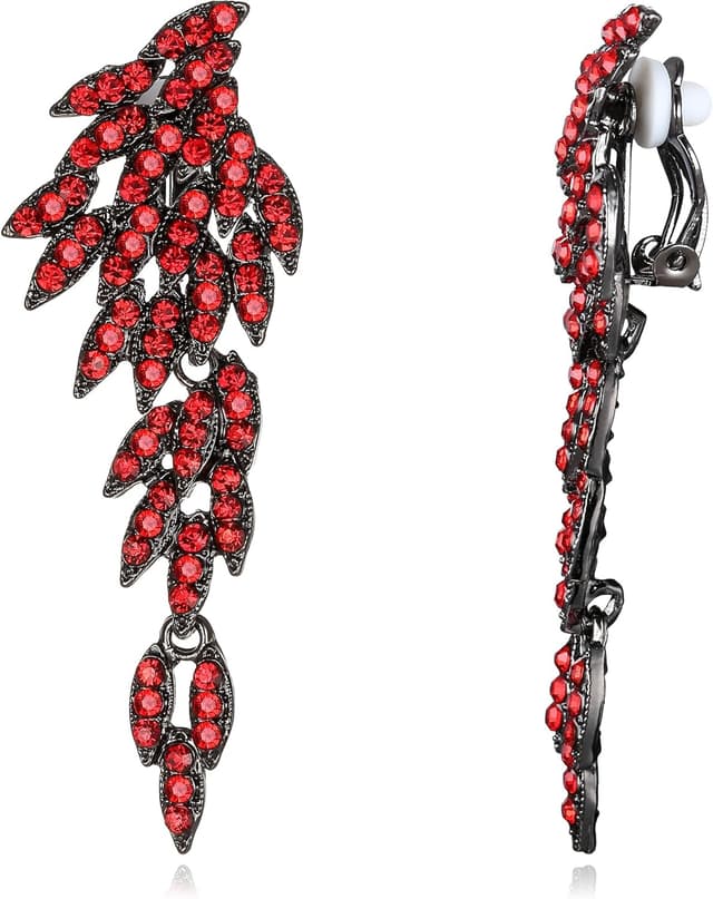 Detalle de Boucles d’oreilles à clip Clearine « ailes d’ange » en cristal autrichien, longues gouttes (ton d’argent)