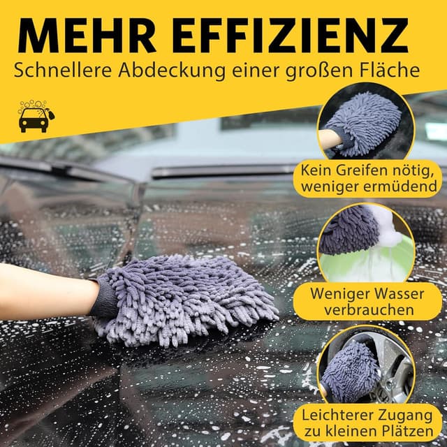 Detalle de KEYAYE Autopflege-Set mit 3 Mikrofasertüchern & 2 Mikrofaser-Waschhandschuhen (600 GSM, 40x30 cm)