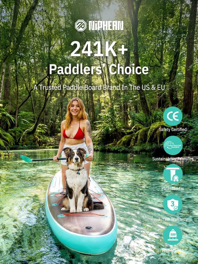 Detalle 2 de Niphean (Extra Large) Inflatable Paddle Board (SUP) for 2+1 People, 500 lbs Capacity with Accessories