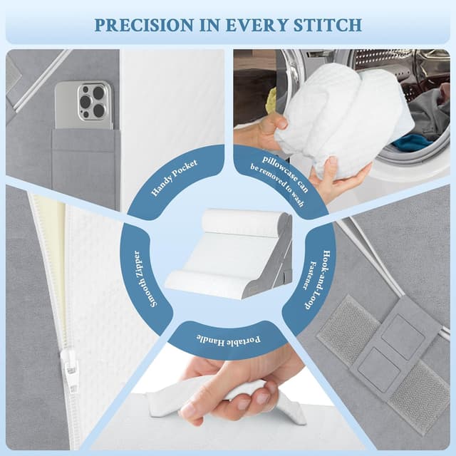 Thumbnail 6 de Yornoli 3-in-1 Orthopaedic Bed Wedge Pillow with Headrest (Memory Foam, Adjustable Incline)