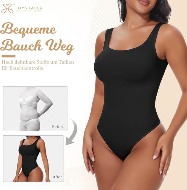 Detalle de Joyshaper Shapewear Damen Tank-Body mit Tanga – blickdichtes Bauchweg-Mieder, rückenfrei
