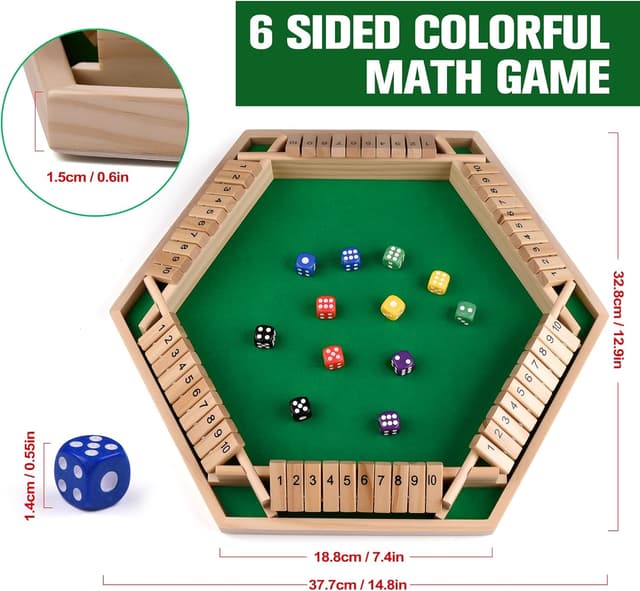 Detalle de Havnidy Shut the Box : jeu de dés classique en bois pour 6 joueurs