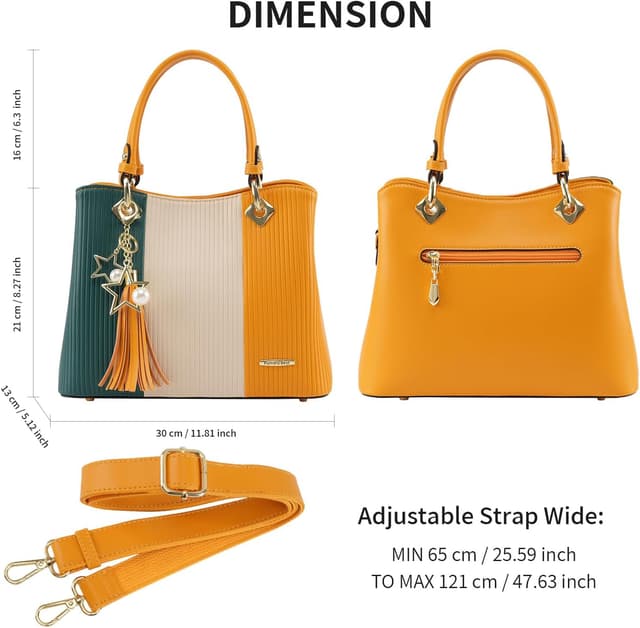 Detalle 2 de Pomelo Best borsa a mano da donna a righe multicolore con frange e tracolla