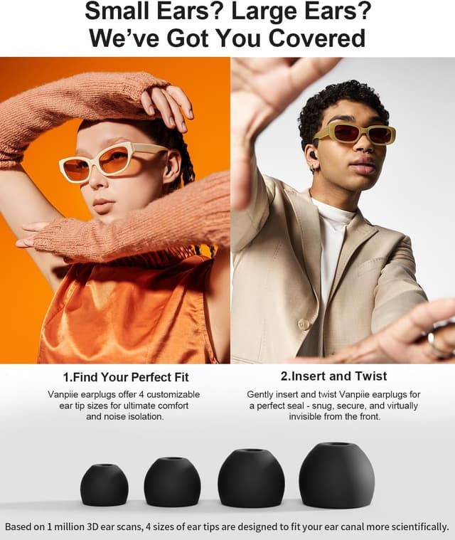 Detalle de #1 2026 VANPIE Tappi per le orecchie in silicone ipoallergenico da 37 dB per dormire su un fianco (bambini, 4 paia)