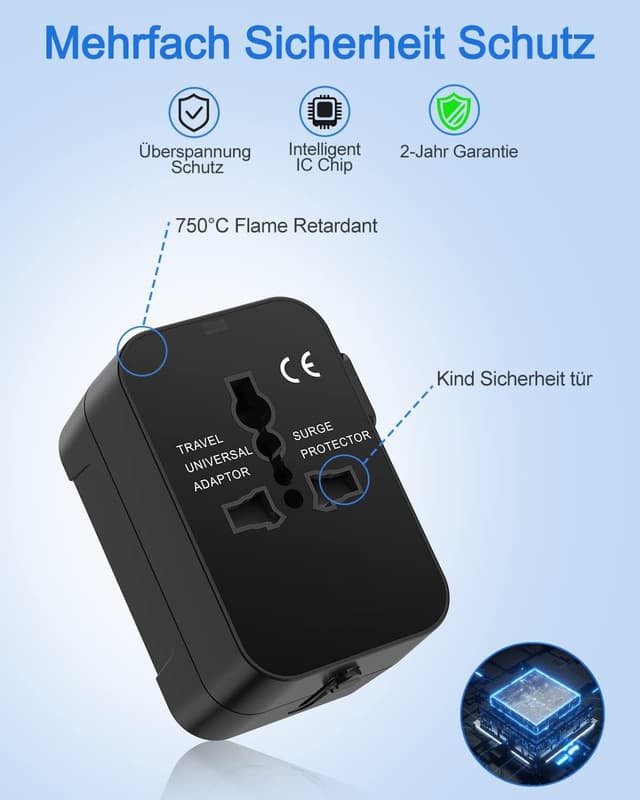 Thumbnail 5 de Reiseadapter Weltweit 1300 W 🔌
