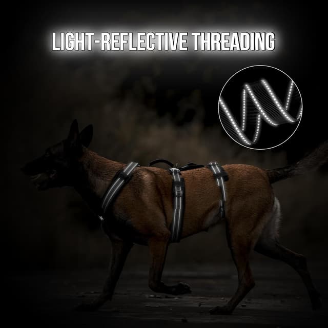 Detalle de Escape-Proof Dog Harness Medium with Large Handle (Black, XL) – Anti-Pull Reflective Working Vest