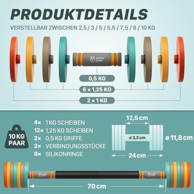 Thumbnail 5 de Northdeer 2in1 Set 10 kg verstellbar đïžâ