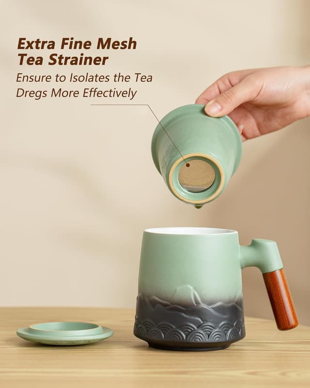 Detalle 2 de ZENS Tea Mug with Infuser and Lid (16.9 oz) for Loose Leaf Tea