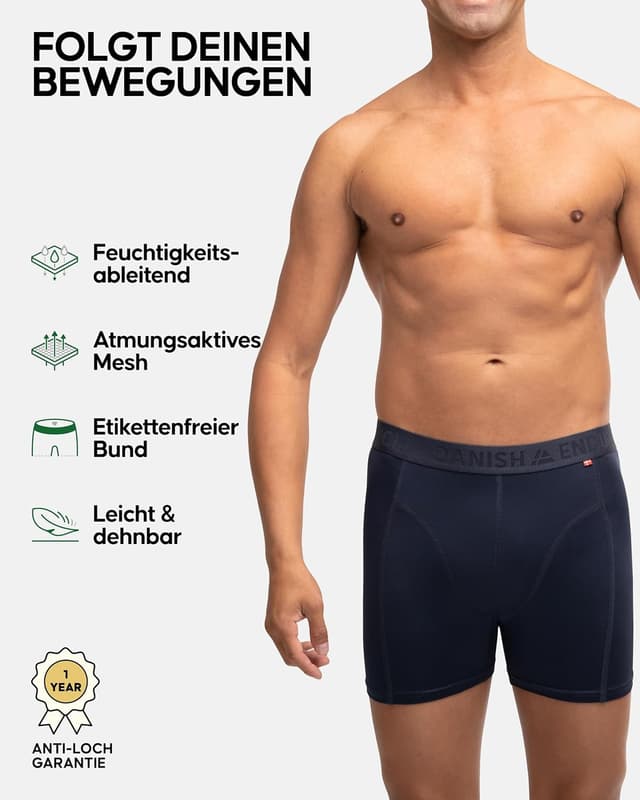 Detalle 2 de DANISH ENDURANCE 3er Pack Sport Boxershorts Herren