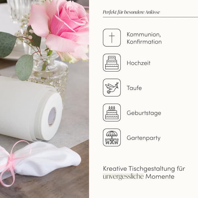 Thumbnail 1 de 100%Mosel Vlies Tischläufer 30 cm x 25 m 🎀