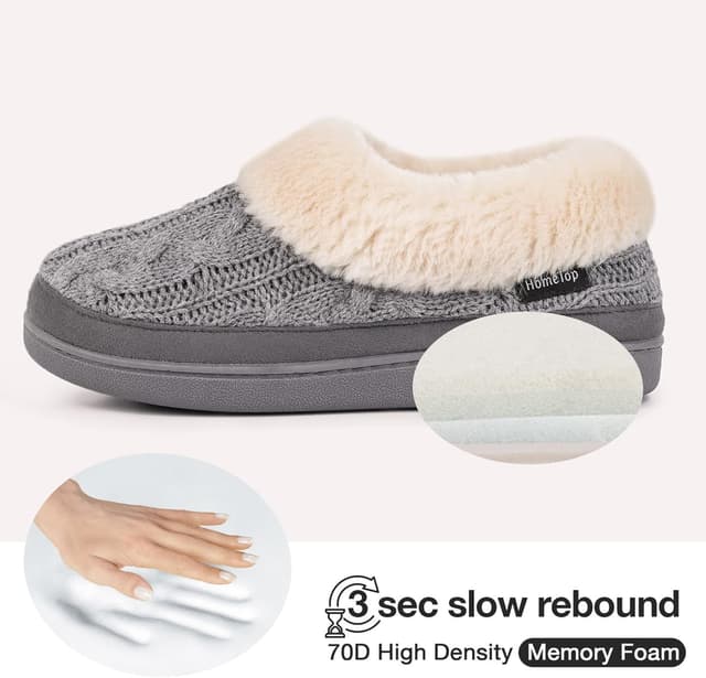 Detalle 2 de VeraCosy Ladies' Warm Knitted Faux Suede Memory Foam Moc Slippers