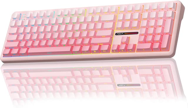 Detalle de AULA F108 Mechanical Keyboard (Wireless-Silent) – 2.4GHz/BT5.0 + USB-C, 100% Full Size, RGB, Hot-swappable