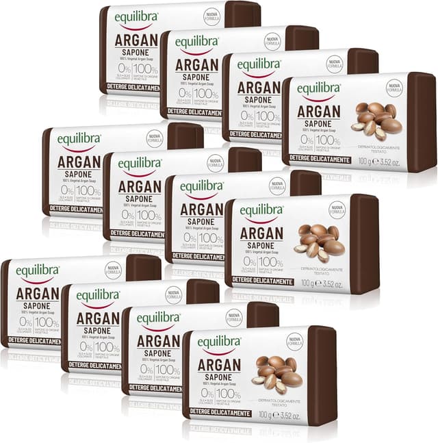 Detalle de Equilibra Argan Sapone 100% vegetale, 100 g (confezione da 12)