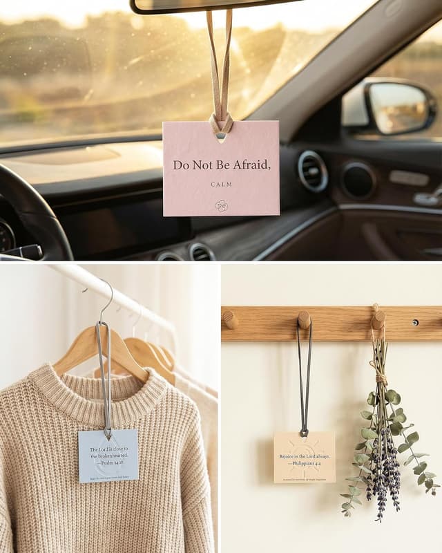 Detalle 2 de Christian Gifts for Women Easter Basket Car Air Freshener Set (12) with Bible Verse Scripture Cards