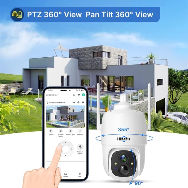 Detalle 2 de Hiseeu Telecamera Wi-Fi 2K PTZ 360°