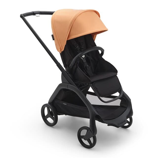Detalle de Bugaboo Dragonfly silla de paseo base negro, capota coral