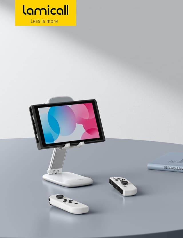 Thumbnail 6 de Lamicall Adjustable Phone Stand for Desk (Foldable Metal Base) – White, for 4"–8" phones & tablets