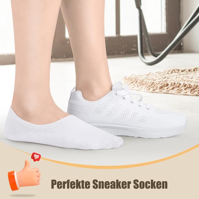 Detalle de Falechay Sneaker Socken Füßlinge, 8 Paar No-Show, weich & atmungsaktiv (Schwarz/Weiß/Grau/Hautfarbe) – Größen 35–46
