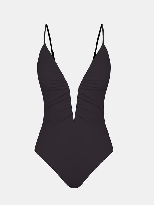 Detalle de CUPSHE costume da bagno intero da donna con profondo V e push-up, controllo pancia retrò