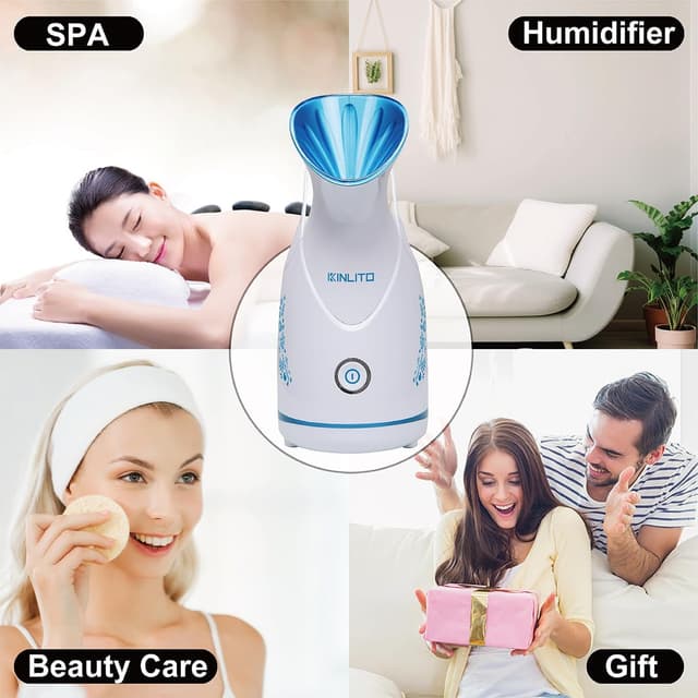 Detalle de KINLITO Ionic Facial Steamer (Warm Mist) with Aromatherapy Kit + 5-Piece Stainless Steel Skin Care Tools