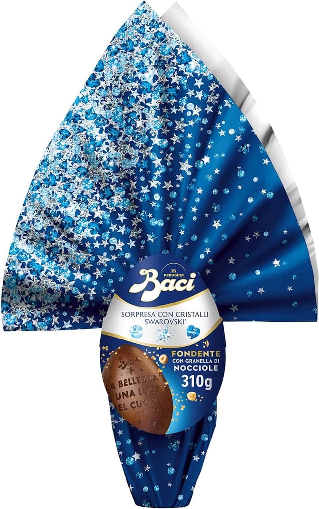 Detalle de Baci Perugina Uovo di Pasqua 2026 al cioccolato fondente con granella di nocciole, 310 g