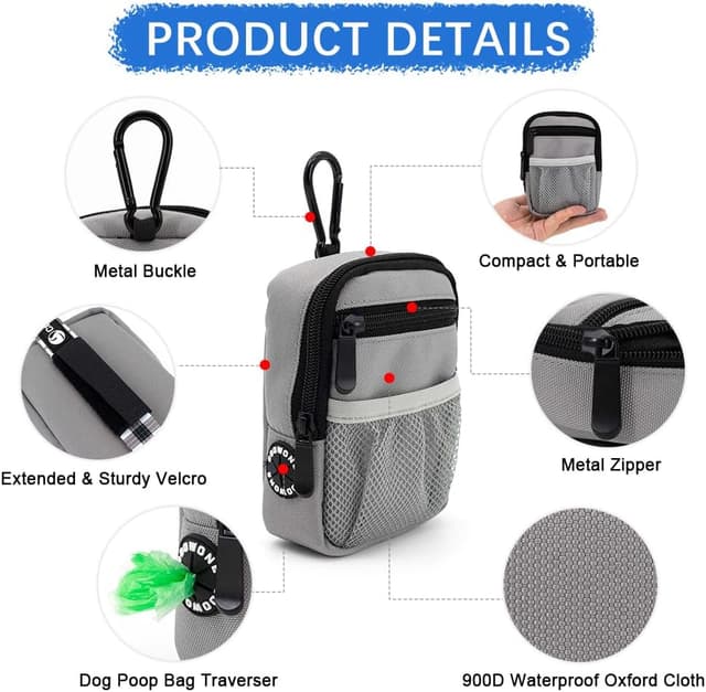 Detalle de COOWONE Dog Treat Pouch 900D Oxford Cloth Small