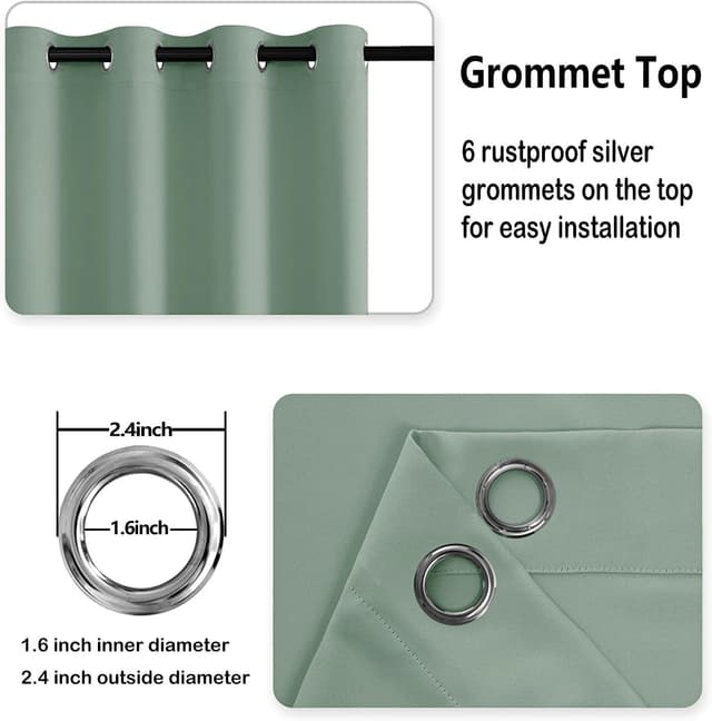 Thumbnail 2 de DWCN Blackout Curtains 52x63 Sage Green