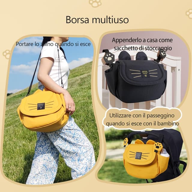 Thumbnail 3 de SUNVENO Borsa per pannolini grande capacità giallo