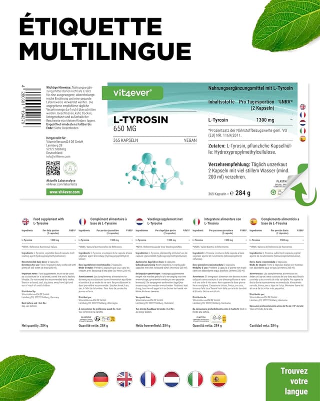 Thumbnail 5 de L-tyrosine 365 gélules végétaliennes