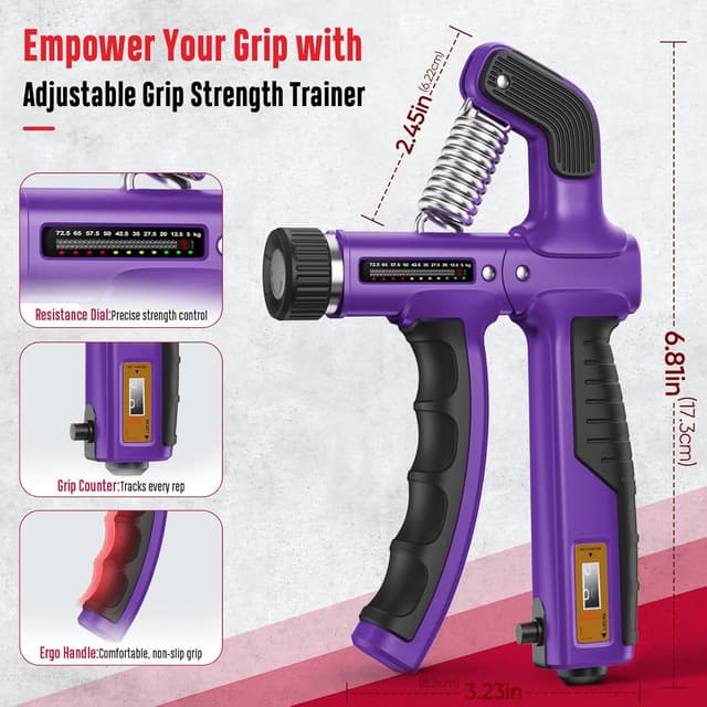 Detalle de FitBeast Grip Strengthener Kit (6 Pack) with Adjustable Resistance & Hand Therapy Balls