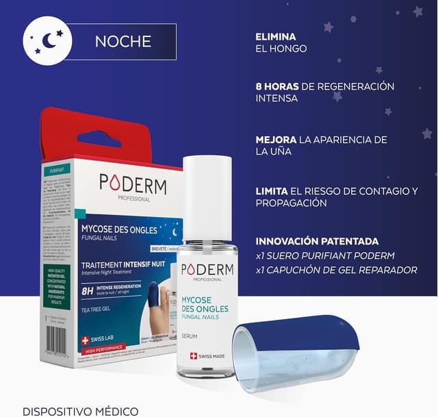 Detalle 2 de PODERM Hongos Uñas Pies Noche 2 en 1